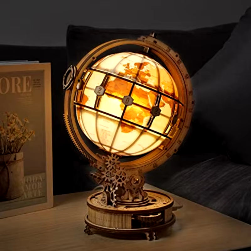 ROKR Luminous Wooden Globe Light Night 3D Puzzle Games for Christmas Gift for Kids Adults for Home Decor, Desk Decor