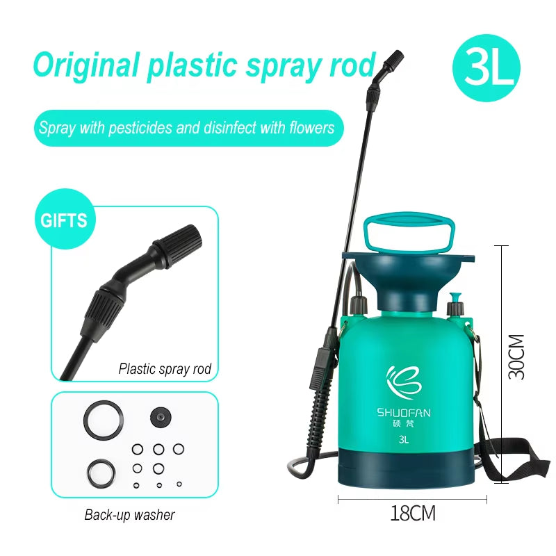 0.8 Gallon Portable Pump Pressure Sprayer with Pressure Relief Valve Garden Sprinkler Extended Brass Washer Wand Lawn Hydro Jet