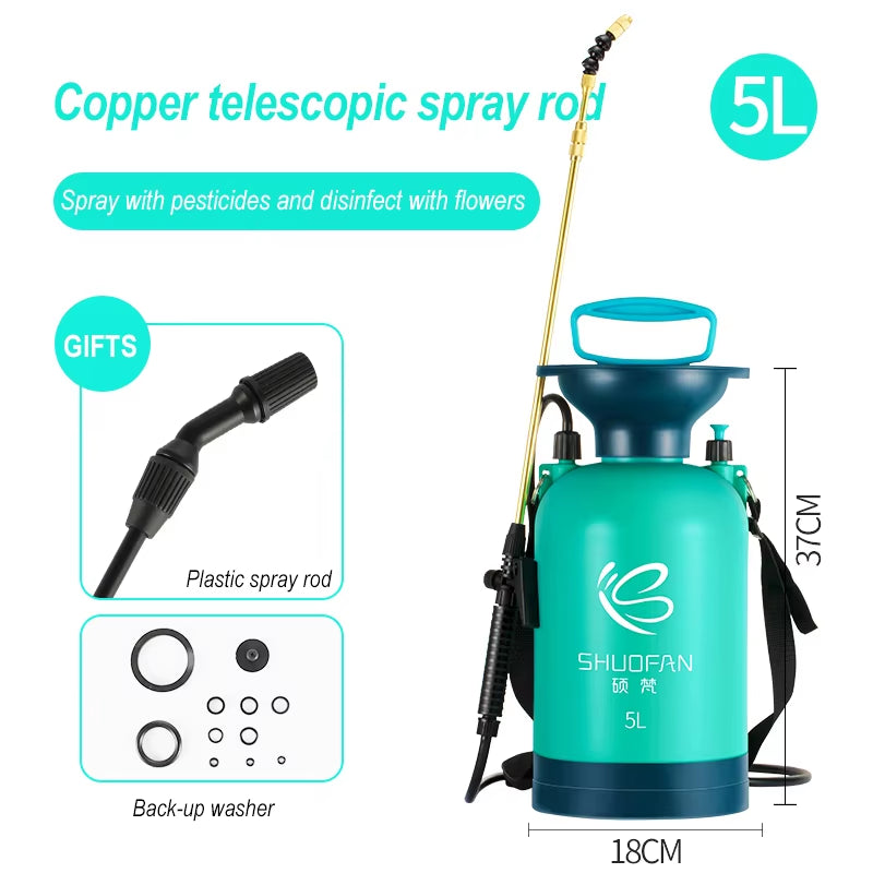 0.8 Gallon Portable Pump Pressure Sprayer with Pressure Relief Valve Garden Sprinkler Extended Brass Washer Wand Lawn Hydro Jet