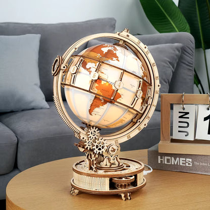 ROKR Luminous Wooden Globe Light Night 3D Puzzle Games for Christmas Gift for Kids Adults for Home Decor, Desk Decor