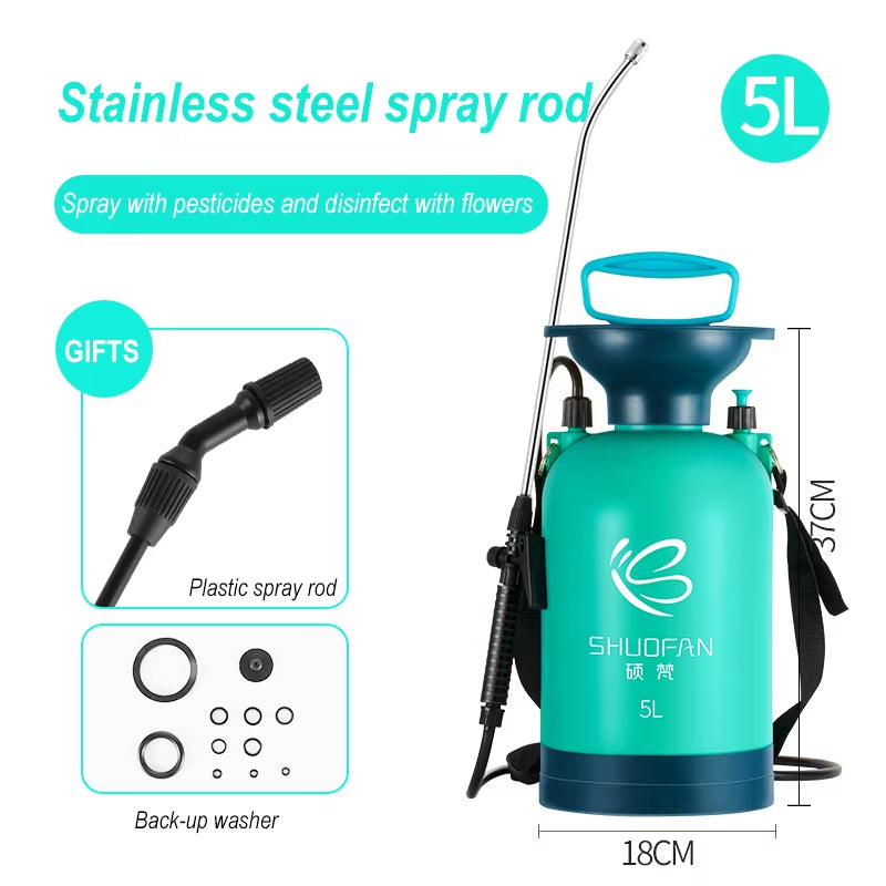 0.8 Gallon Portable Pump Pressure Sprayer with Pressure Relief Valve Garden Sprinkler Extended Brass Washer Wand Lawn Hydro Jet