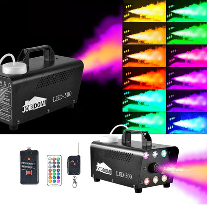 Halloween Fog Machine,500W Outdoor Fog Machine with 13 Colorful LED Lights & Wireless Remote Control for Wedding,Halloween,Party and Indoor