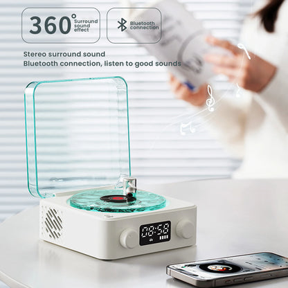 Retro Waves Vinyl Player White Noise Bluetooth Speaker Sleep Aid Turntable Speaker with Dynamic Water Ripple RGB Light