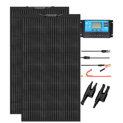 Flexible Solar Panel 12V Kits 240W 360W 480W 600W 720W Charge Controller Cable for Battery RV Trailer Boat Cabin Caravan Truck