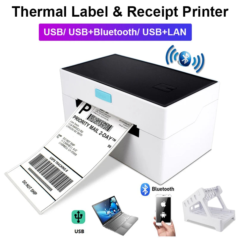 High Speed Desktop USB Bluetooth Thermal Printer Label Maker Sticker Shipping Label Barcode Printer for Express Label