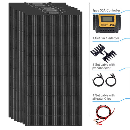 Flexible Solar Panel 12V Kits 240W 360W 480W 600W 720W Charge Controller Cable for Battery RV Trailer Boat Cabin Caravan Truck