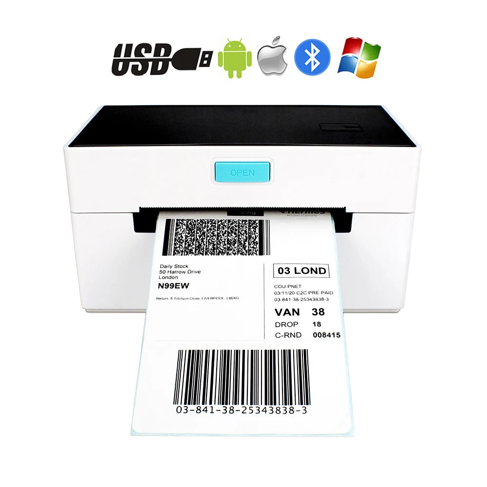 High Speed Desktop USB Bluetooth Thermal Printer Label Maker Sticker Shipping Label Barcode Printer for Express Label